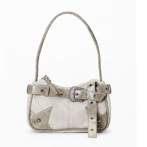 PacSun Star Women's Metallic Silver Shoulder Bag with Buckle Detail